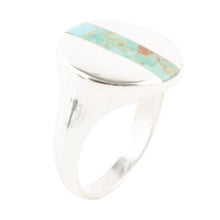 Load image into Gallery viewer, Signet Turquoise and Sterling Silver Circle Ring