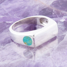 Load image into Gallery viewer, Signet Turquoise and Sterling Silver In The Hole Ring