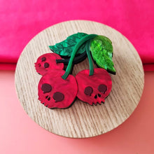 Load image into Gallery viewer, Skull Cherry Brooch by Cherryloco