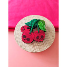 Load image into Gallery viewer, Skull Cherry Brooch by Cherryloco