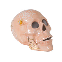 Load image into Gallery viewer, "Mr. Bones and Charlotte" Skull Decor with 22K Gold Accents- Sheer Orange