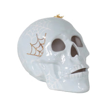 Load image into Gallery viewer, "Mr. Bones and Charlotte" Skull Decor with 22K Gold Accents- Light Blue