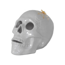 Load image into Gallery viewer, "Mr. Bones and Charlotte" Skull Decor with 22K Gold Accents- Light Gray