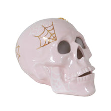 Load image into Gallery viewer, "Mr. Bones and Charlotte" Skull Decor with 22K Gold Accents- Pink