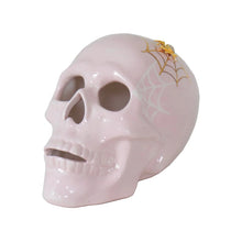 Load image into Gallery viewer, "Mr. Bones and Charlotte" Skull Decor with 22K Gold Accents- Pink
