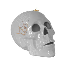 Load image into Gallery viewer, "Mr. Bones and Charlotte" Skull Decor with 22K Gold Accents- Light Gray