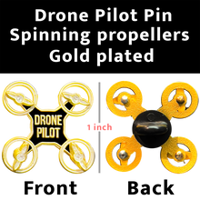 Load image into Gallery viewer, PBX-005-K Gold UAS FAA Commercial Drone Pilot pin with spinning propellers