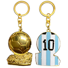 Load image into Gallery viewer, GL14-008 Golden Soccer Ball Trophy Keychain