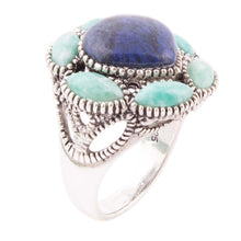 Load image into Gallery viewer, Soledad Blue Denim Lapis &amp; Amazonite Sterling Silver Ring