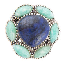 Load image into Gallery viewer, Soledad Blue Denim Lapis &amp; Amazonite Sterling Silver Ring