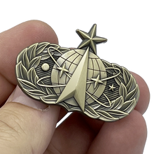 Load image into Gallery viewer, EL2-007 Space Force Ops United States Air Force USAF Senior Space Operations Master   1.625" Lapel Pin with dual posts and deluxe locking clasps