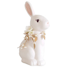 Load image into Gallery viewer, Ivory Sugar Bunny with Hydrangea, Pearl and Gold Accents