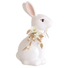 Load image into Gallery viewer, Ivory Sugar Bunny with Hydrangea, Pearl and Gold Accents