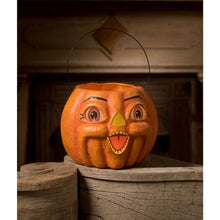 Load image into Gallery viewer, Spunky Pumpkin Bucket Paper Mache by Bethany Lowe Designs