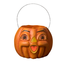 Load image into Gallery viewer, Spunky Pumpkin Bucket Paper Mache by Bethany Lowe Designs