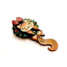 Load image into Gallery viewer, Squirrel in A Christmas Wreath Brooch by Laliblue