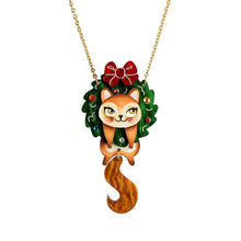 Load image into Gallery viewer, Squirrel in A Christmas Wreath Necklace by Laliblue