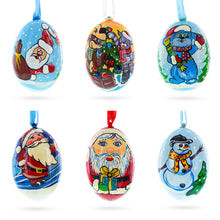 Load image into Gallery viewer, 6 Santa, Snowman, Reindeer, Cat and Dog Wooden Christmas Ornaments 3 Inches