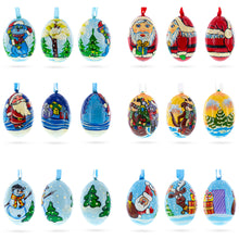 Load image into Gallery viewer, 6 Santa, Snowman, Reindeer, Cat and Dog Wooden Christmas Ornaments 3 Inches