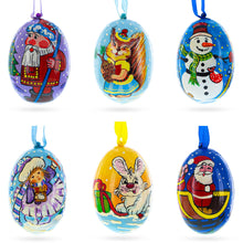Load image into Gallery viewer, Santa, Snowman, Bunny, Squirrel and Girl Wooden Christmas Ornaments 3 Inches