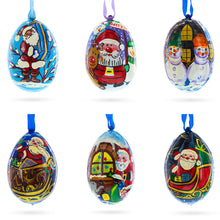 Load image into Gallery viewer, Santa, Snowman and Reindeer Delivering Gifts Wooden Christmas Ornaments 3 Inches