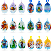 Load image into Gallery viewer, Set of 6 Bunny, Reindeer, Dog and White Bear Wooden Christmas Ornaments 3 Inches