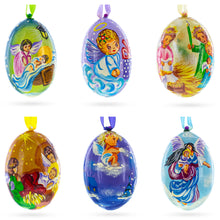 Load image into Gallery viewer, Set of 6 Guardian Angels Wooden Christmas Ornaments 3 Inches