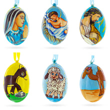 Load image into Gallery viewer, Set of 6 Nativity Scene Set Ukrainian Wooden Christmas Ornaments 3 Inches