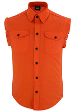 Load image into Gallery viewer, Men's Orange Lightweight Sleeveless Denim Shirt