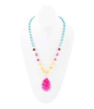 Load image into Gallery viewer, St. Augustine Pink Agate Golden Pendant Necklace