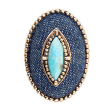 Load image into Gallery viewer, Stacked Blue Turquoise and Denim Golden Statement Ring