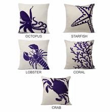 Load image into Gallery viewer, Decorative Linen Throw Pillow Cover With Coral Embroidered On It