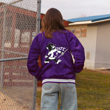 Load image into Gallery viewer, Kansas State Satin Letterman Bomber Jacket