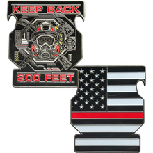 Load image into Gallery viewer, BL3-018 Thin Red Line Fire Fighter Challenge Coin Bottle Opener Fire Department Fireman