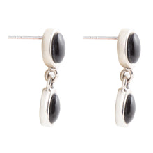 Load image into Gallery viewer, Sterling Silver Black Onyx Drop Earrings
