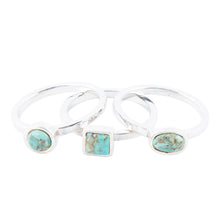 Load image into Gallery viewer, Sterling Silver Blue Turquoise Stackable Ring