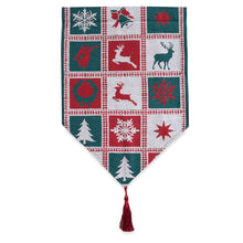 Load image into Gallery viewer, Reindeer Square Patterns Christmas Tablecloth Holiday Runner 75 Inches