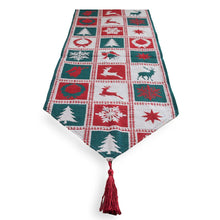 Load image into Gallery viewer, Reindeer Square Patterns Christmas Tablecloth Holiday Runner 75 Inches