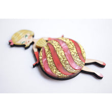 Load image into Gallery viewer, Striped Christmas Lady Ornament Brooch by Laliblue