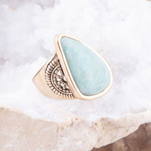 Load image into Gallery viewer, Sunset Blue Amazonite and Golden Ring