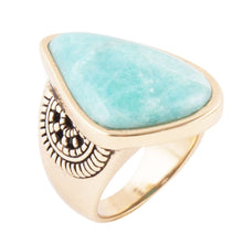 Load image into Gallery viewer, Sunset Blue Amazonite and Golden Ring