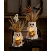 Load image into Gallery viewer, Sweet Boo With Pumpkin Bucket Paper Mache by Bethany Lowe Designs