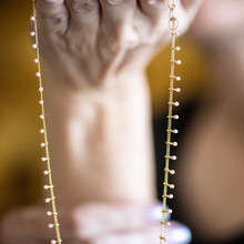 Load image into Gallery viewer, Peach Swiss Dot Gold Necklace