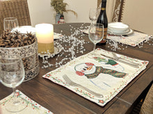Load image into Gallery viewer, DaDa Bedding Set of 8 Pieces Magical Snowman Holiday Table Tapestry - 4 Placemats, 2 Table Runners, 2 Throw Pillow Covers (9733)