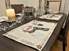 Load image into Gallery viewer, DaDa Bedding Set of 8 Pieces Magical Snowman Holiday Table Tapestry - 4 Placemats, 2 Table Runners, 2 Throw Pillow Covers (9733)
