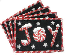 Load image into Gallery viewer, DaDa Bedding Set of 8 Pieces Peppermint Joy Holiday Table Tapestry - 4 Placemats, 2 Table Runners, 2 Throw Pillow Covers (12904)