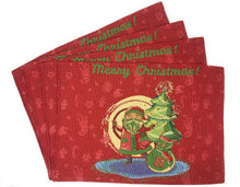 Load image into Gallery viewer, DaDa Bedding Set of 8 Pieces Red Santa Claus Holiday Table Tapestry - 4 Placemats, 2 Table Runners, 2 Throw Pillow Covers (17615)