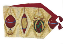 Load image into Gallery viewer, DaDa Bedding Elegant Christmas Ornaments Gold Red Tapestry Dining Table Runner (6139)