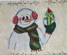 Load image into Gallery viewer, DaDa Bedding Magical Snowman Holiday Woven Tapestry Dining Table Runner (9733)
