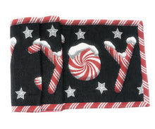 Load image into Gallery viewer, DaDa Bedding Peppermint Joy Red Black Holiday Tapestry Dining Table Runner (12904)
